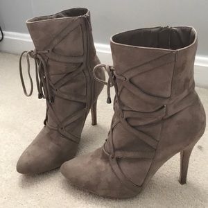Suede heel ankle boots